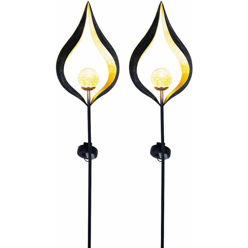 Image of Set di 2 LED luci solari outdoor decorazione illuminazione spina della lampada della fiamma di progettazione Globo 33467