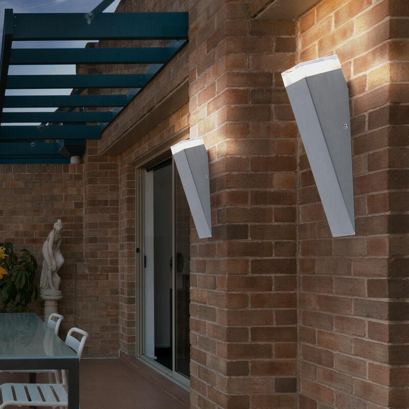 Image of Etc-shop - Lampada da parete per esterno lampada da parete lampada da parete, torcia zona ingresso terrazza, IP44, acciaio inox argento, HxLxP