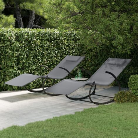 EASYCOMFORT Lettino Sedia Sdraio a Dondolo Zero-gravity da Giardino,  Impermeabile,Sedia a Dondolo Esterno con Poggiatesta, Nero 160x61x79 cm