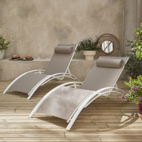 Set di 2 lettini prendisole in alluminio textilene, multiposizione