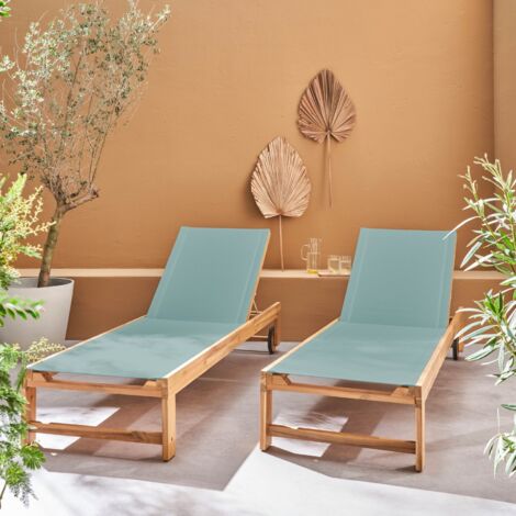 Set di 2 lettini prendisole in legno multiposizione