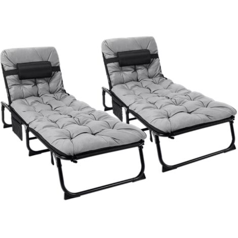Set di 2 lettini prendisole, sedia a sdraio pieghevole, sedie a sdraio da giardino, schienale regolabile