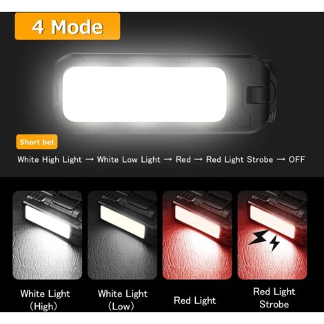 Set di 2 luci da officina a LED - Luce da lavoro - Luce da officina - 4 modalità di illuminazione - Luce da lavoro a LED - Batteria magnetica - Rotazione di 180° - Luce di ispezione per garage