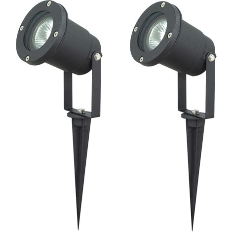 Set di 2 luci di design da esterno plug-in picchetto da terra illuminazione ingresso cortile IP44 1-ala