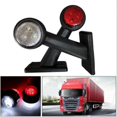 Set di 2 luci di posizione per rimorchio, 2 x 8 LED, 12V, bianco e rosso, per rimorchio, camion, roulotte, 15 cm