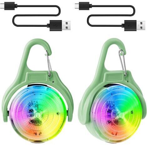 Set di 2 luci di sicurezza a LED ricaricabili per collari per cani, con modalità lampeggiante e impermeabilità IPX68, per la sicurezza notturna.