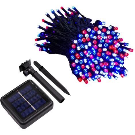 Set di 2 luci natalizie solari multicolore per esterni – 100 LED, 12 m – Luci natalizie solari con 8 modalità – Luci impermeabili per alberi di Natale e feste