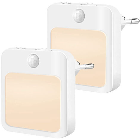 Set di 2 luci notturne a LED, luce notturna plug-in con 5 livelli di luminosità, sensore crepuscolare e di movimento, luce notturna plug and play per la cameretta del bambino, corridoio, scale, soggio