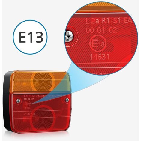 Set di 2 luci posteriori per rimorchi, kit di montaggio per luci posteriori con connettore Euro, cavo lungo 7,5 m e connettore E-mark a 7 pin per uso stradale