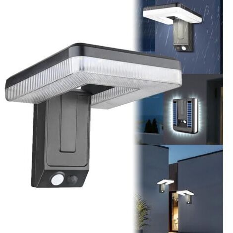Set di 2 luci solari con sensore di movimento per esterni, regolabili a 120°, 32 LED, 20 W, 5500 K, IPX45, 350-470 lumen, 3 modalità, luci da parete a LED per esterni con sensore fotosensibile intelli