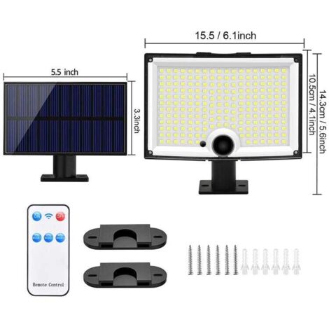 Set di 2 luci solari da esterno, 202 luci solari a LED con sensore di movimento, luci da parete impermeabili alimentate a energia solare con cavo da 5 m