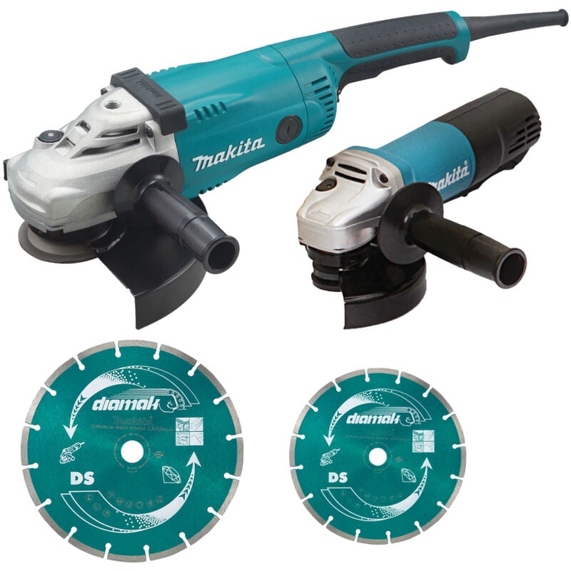 Set di 2 smerigliatrici Ø230 e 125 mm Makita con kit accessori - DK0053GX2-P