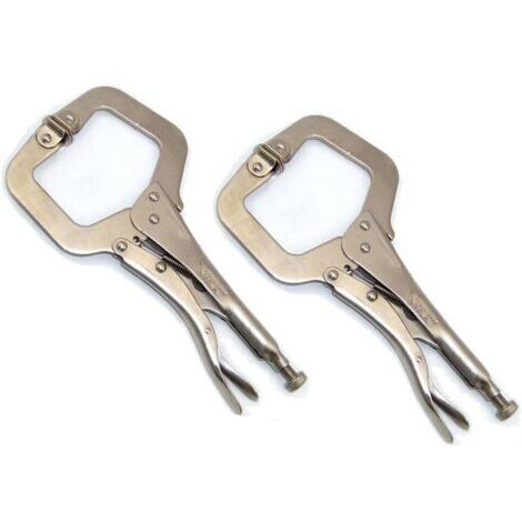Set di 2 maglie da C con una lunghezza di 27,5 cm con piastre rotanti in acciaio, pinza di saldatura con una lunghezza di 275 mm