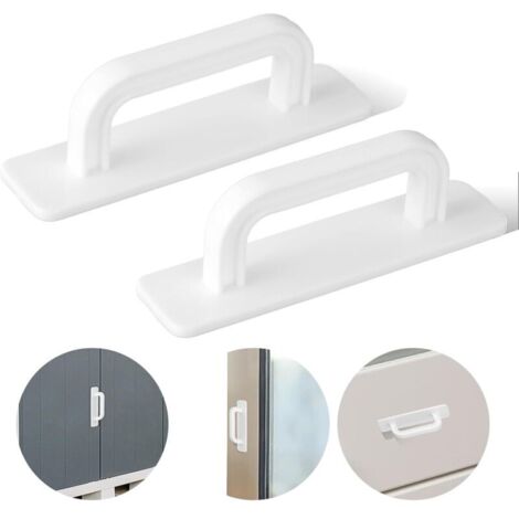 Set di 2 maniglie autoadesive per porte di balconi, armadi e porte esterne, 100 mm, si applicano con un adesivo, non necessitano di foratura, ideali per mobili da cucina e armadi.