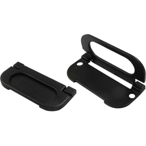 Set di 2 maniglie nere da incasso con anello di trazione nascosto per cassetto, mobile, porta scorrevole