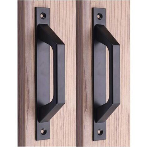 Set di 2 maniglie per porte scorrevoli, 20 cm, in lega di alluminio, per cancelli, armadi, cassetti, garage, casette da giardino, nere (apertura 175 mm)
