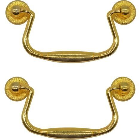 Set di 2 maniglie pieghevoli per cassetti in ottone color oro, 99 x 50 mm. Questo set di 2 maniglie pieghevoli è adatto per cassetti, ante, bauli e armadi, ed è ideale per diversi tipi di mobili.