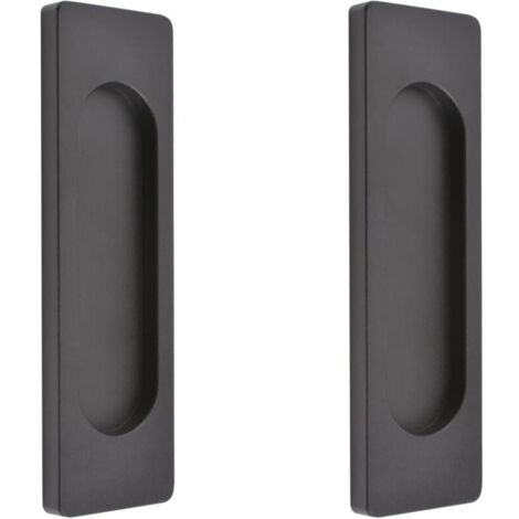Set di 2 maniglie rettangolari autoadesive per porte scorrevoli in lega di alluminio, non necessitano di foratura, per porte scorrevoli a scomparsa e ante di armadi (nero opaco, 100 mm)