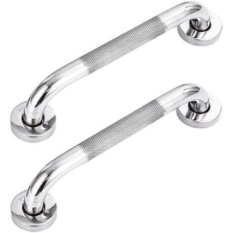 Set di 2 maniglioni di sicurezza per bagno in acciaio inox 304 con impugnatura antiscivolo, per vasca da bagno, WC, bagno e ringhiera delle scale.