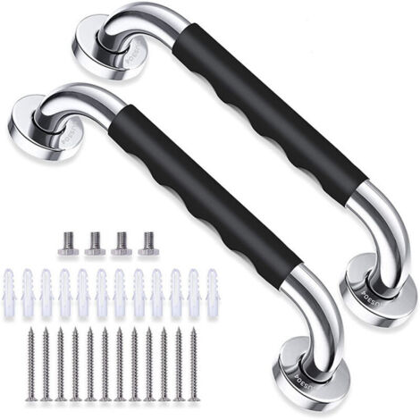 Set di 2 maniglioni di sicurezza per WC da 30 cm - Antiscivolo, maniglia di sicurezza per bagno, disabili e anziani