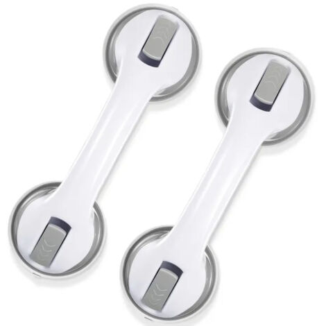 Set di 2 maniglioni per bagno NICOLA, maniglie anticaduta con ventosa, barre di sicurezza per doccia, grigio