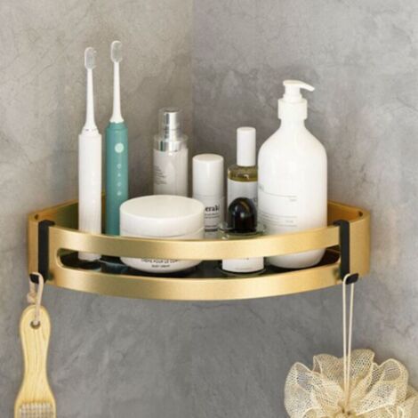 Set di 2 mensole angolari per doccia, non richiedono foratura, mensole adesive per il bagno, cestini triangolari in acciaio inox per shampoo e sapone con ganci