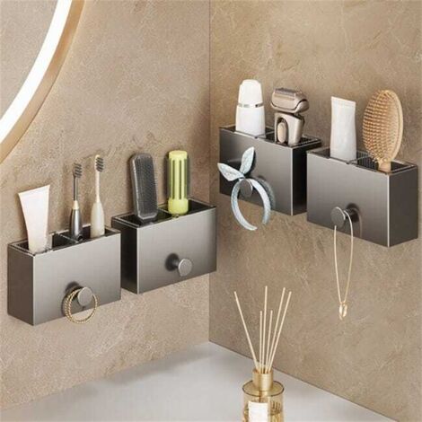 Set di 2 mensole da parete per bagno senza foratura, contenitori rimovibili 13×5×8 cm, pratiche e resistenti