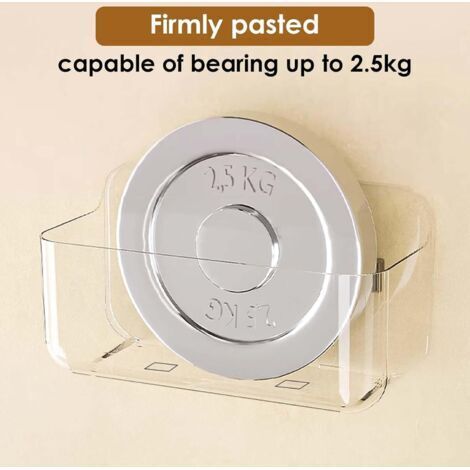Set di 2 mensole per doccia, non è necessaria la foratura, per pareti divisorie del bagno, mensola portaoggetti autoadesiva da parete, trasparente con fori di drenaggio, adatta per bagno e