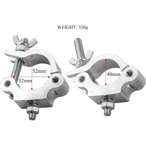 Set di 2 morsetti per illuminazione da palco, accessori per illuminazione da palco, morsetti per pali a sgancio rapido, ganci per illuminazione per traverse da 42-51 mm