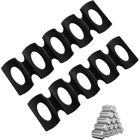 Set di 2 organizer per bottiglie da frigorifero, portabottiglie in silicone, nero, impilabile, può contenere fino a 10 bottiglie, ideale per birra e altre bevande.