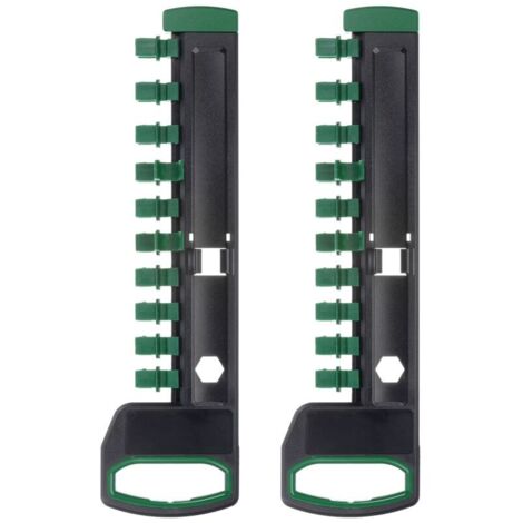Set di 2 organizer per prese da 1/2" con 12 clip, plastica ABS portatile, verde