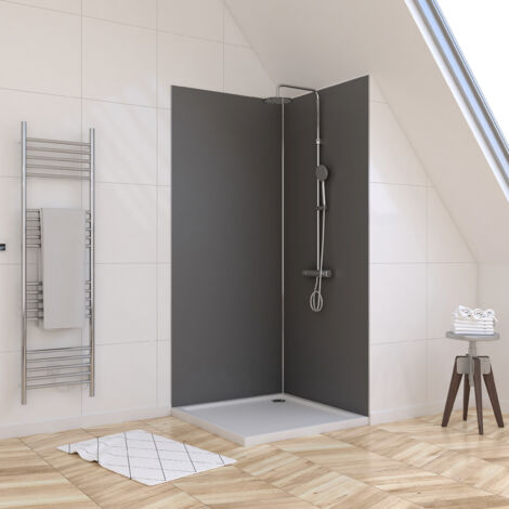 SET di 2 Pannelli Murali in Alluminio Grigio 90+90x210 cm con Profili Anodizzato Brillante - WALL'IT