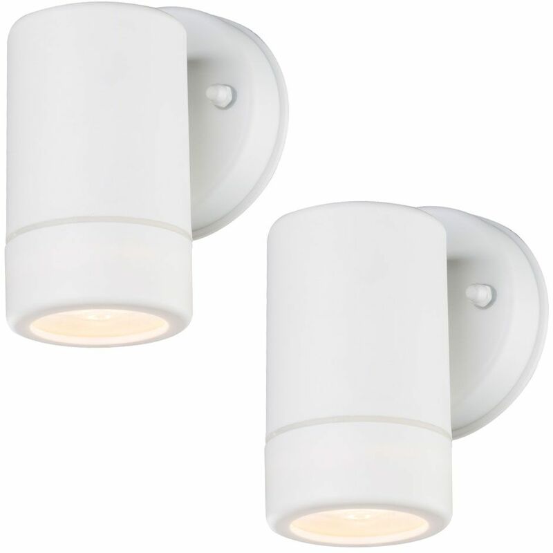 Image of Set di 2 applique da esterno faretti in basso illuminazione vialetto cortile bianco lampade GU10 semplici