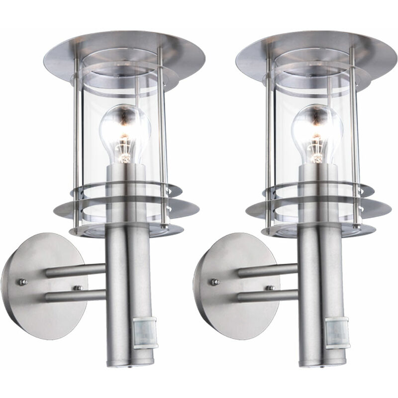 Image of Lampada da parete rilevatore di movimento in acciaio inox lampada da esterno lanterna da parete lampada da parete luce per facciate con rilevatore di