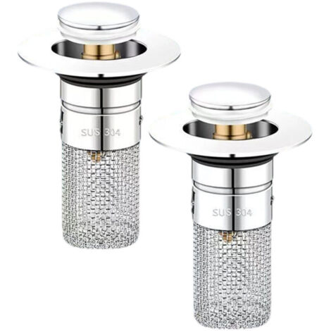 Set di 2 pezzi di scarico universale a scomparsa da 34-40 mm con filtro per capelli
