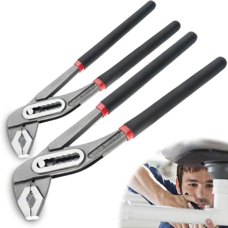 Set di 2 pinze multipresa professionali in acciaio Cr-V, a sgancio rapido regolabile con giunto scorrevole scanalato, pinze multipresa (305 mm + 200 mm)