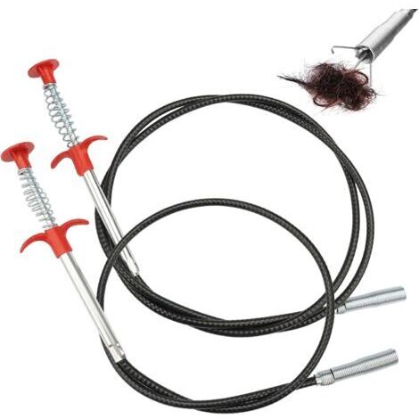 Set di 2 pinze per la pulizia di scarichi, adatte a lavelli e tubi, con artiglio flessibile, ideali per cucina, vasca da bagno e WC (90 cm/160 cm)