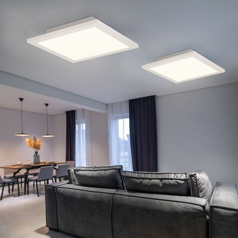 Image of Pannello per soffitto Plafoniera a LED Griglia a LED a plafone piatta, alluminio bianco, 18W 1440Lm bianco caldo, L 30 cm, soggiorno cucina, set di 2