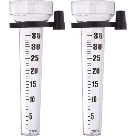 Set di 2 pluviometri trasparenti, montabili, per giardino, con ampio display, 35 mm/m², in plastica, colore casuale.