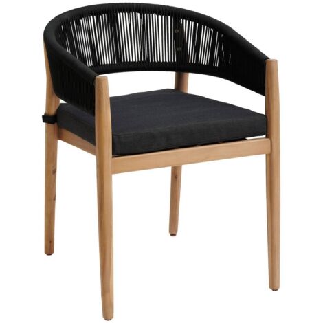 Set di 2 poltrone da giardino tevio antracite in alluminio trattato con resina epossidica e legno di acacia - Hespéride