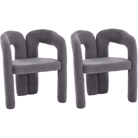 Set di 2 Poltrone Ergonomiche con Rivestimento in Pile Esclusivo, Design Unico e Massimo Comfort, Grigio, per Soggiorno e Ufficio