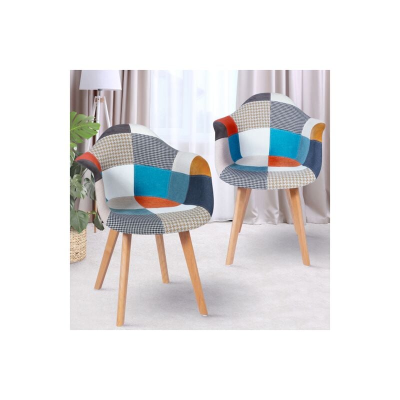 Set di 2 poltrone scandinavo con motivo patchwork multicolore sara