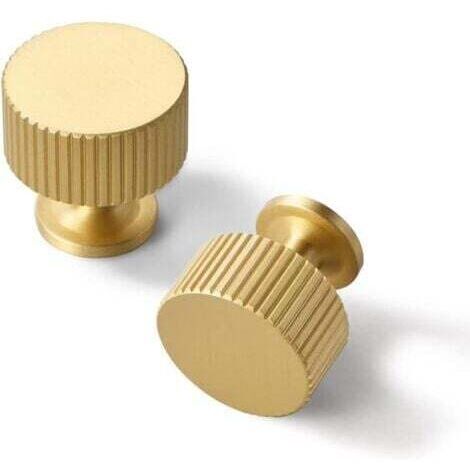 Set di 2 pomelli per mobili in ottone massiccio – Pomelli per cassetti e comò in oro spazzolato per bagno, camera da letto, armadio e guardaroba