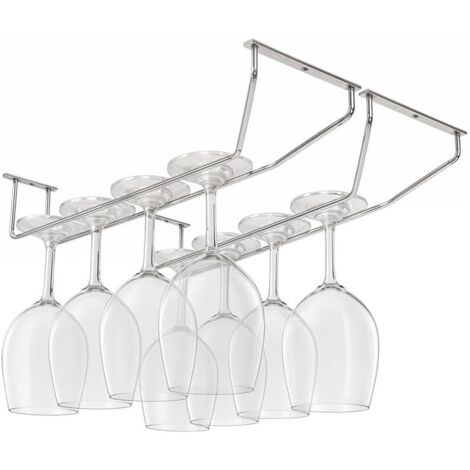 Set di 2 porta bicchieri da appendere con viti - Porta bicchieri da appendere 35 x 11 cm - Porta bicchieri da appendere per bar e cucina