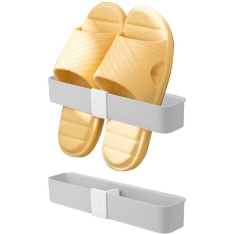 Set di 2 porta pantofole da parete, porta pantofole per la casa, porta scarpe da doccia, organizer da parete per pantofole da doccia con strisce adesive per bagno, cucina, ecc.