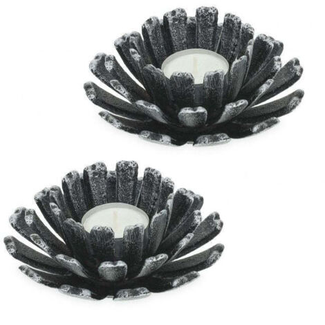 Set di 2 portacandele a forma di fiore