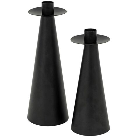 Set di 2 portacandele autunnali in metallo nero h20 24cm - Atmosphera créateur d'intérieur