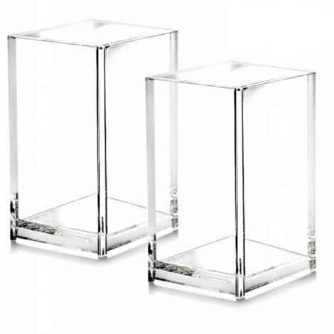 Set di 2 portapenne in acrilico trasparente, per riporre accessori da ufficio e pennelli per il trucco, design moderno, ideale per l'ufficio, la scuola e la casa, 6,6 x 6,6 x 10,2 cm