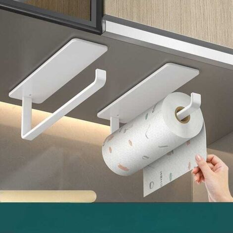 Set di 2 portarotolo da cucina per strofinacci e sacchetti portaoggetti, nero - organizzazione pratica senza fori per una facile conservazione