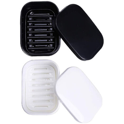 Set di 2 portasapone a tenuta stagna con coperchio e strato drenante, contenitori da viaggio infrangibili, articoli da toeletta portatili, adatti per campeggio, palestra e bagno, colore nero.